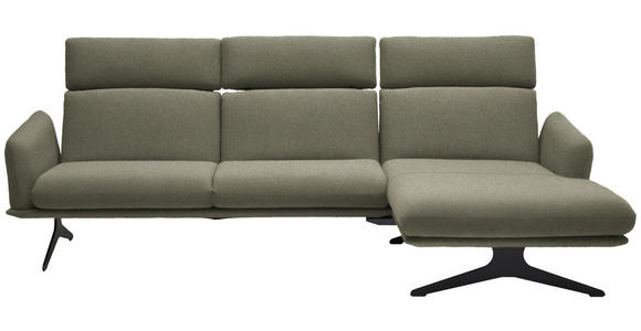ECKSOFA in Flachgewebe Greige 259/152 cm - Greige/Schwarz, Design, Textil/Metall (259/152cm) - Dieter Knoll