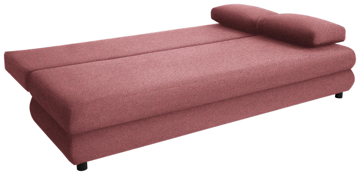 SCHLAFSOFA  mit Stoffauswahl Webstoff Altrosa  - Schwarz/Altrosa, Design, Kunststoff/Textil (197/77/81cm) - home24