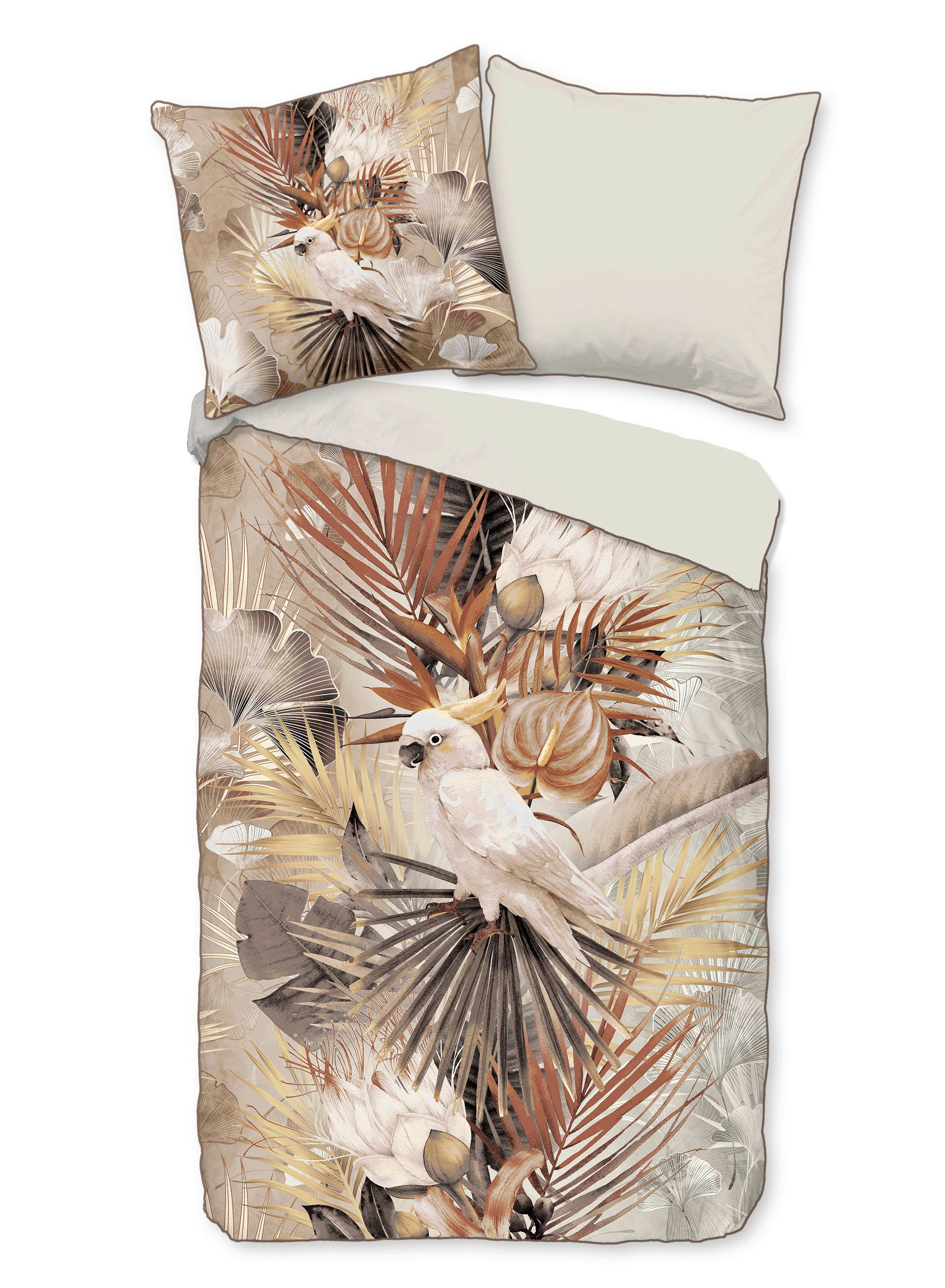 WENDEBETTWÄSCHE Pippa Satin 135/200 cm  - Taupe/Beige, Natur, Textil (135/200cm)