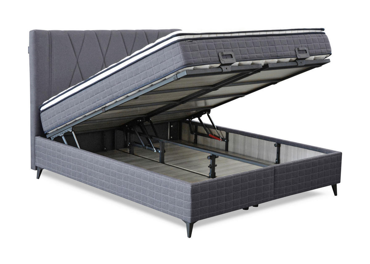 BOX KREVET     crna  - crna, Moderno, drvni materijal/tekstil (180/200cm)