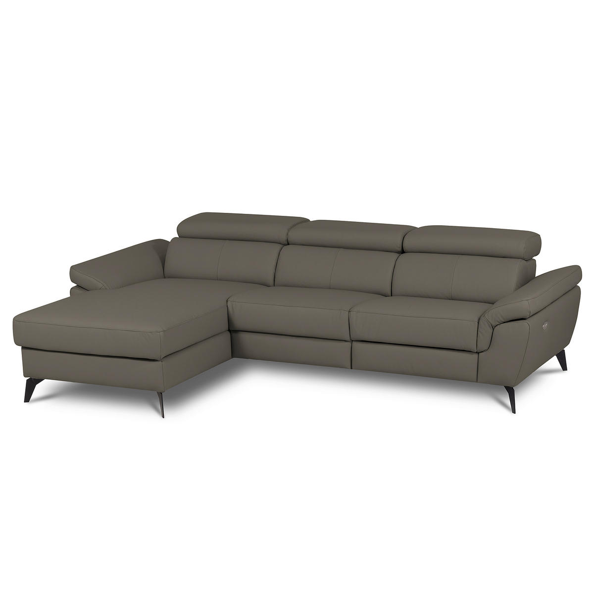 ECKSOFA  in Lederlook Echtleder Schlammfarben  179/252 cm  - Schlammfarben/Schwarz, Design, Leder/Textil (179/252cm) - Livetastic