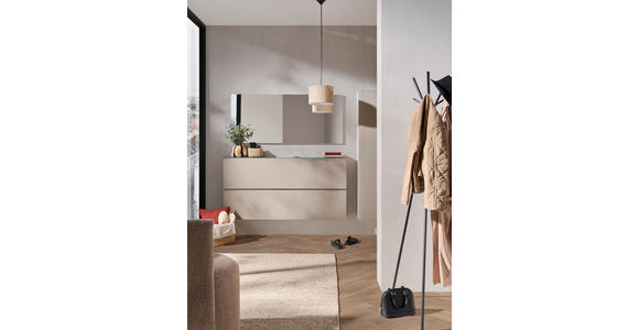 SCHUHKIPPER - Taupe, Design, Glas/Holzwerkstoff (160/81/22cm) - Moderano