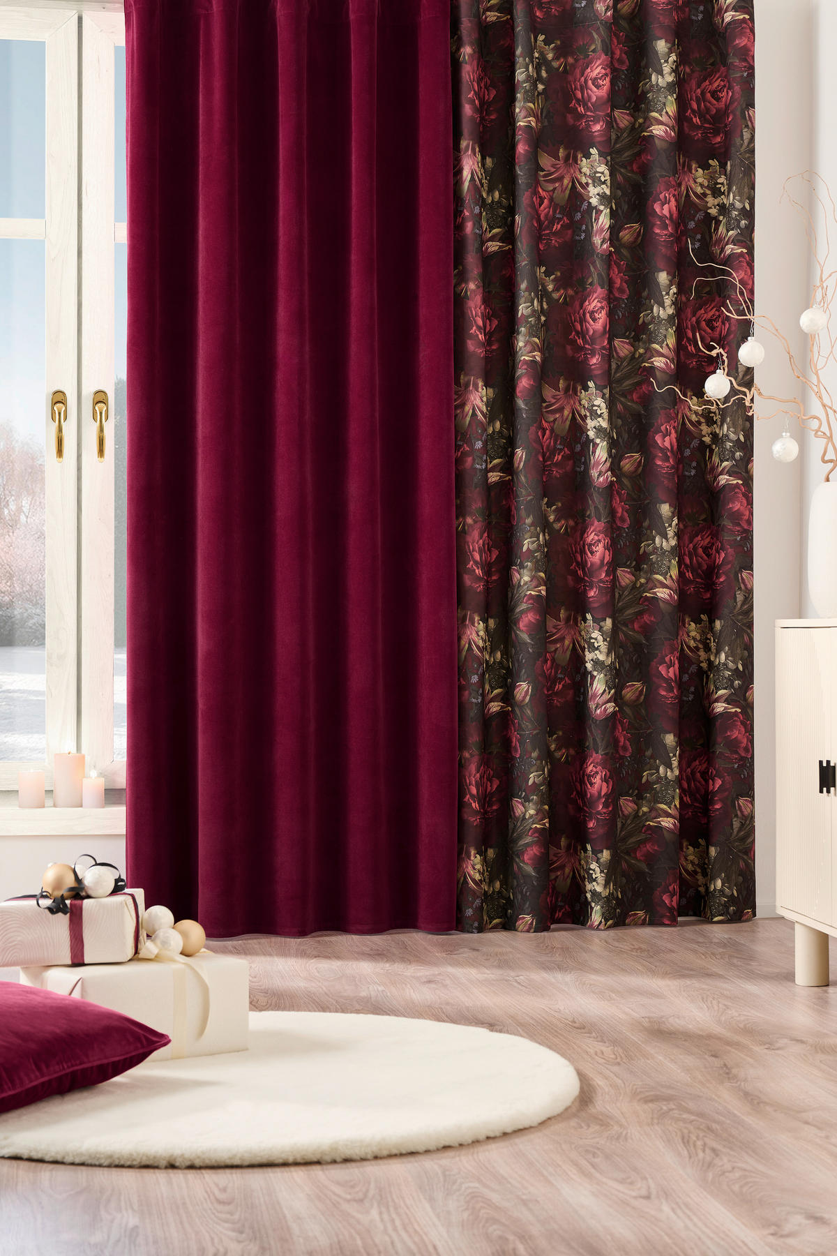 DEKOSTOFF per lfm blickdicht  - Rot, KONVENTIONELL, Textil (145cm) - Esposa