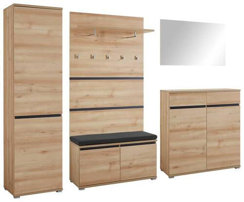 GARDEROBE 6-teilig  in 276/200/40 cm  - Anthrazit/Buchefarben, Design, Holzwerkstoff/Textil (276/200/40cm) - Carryhome