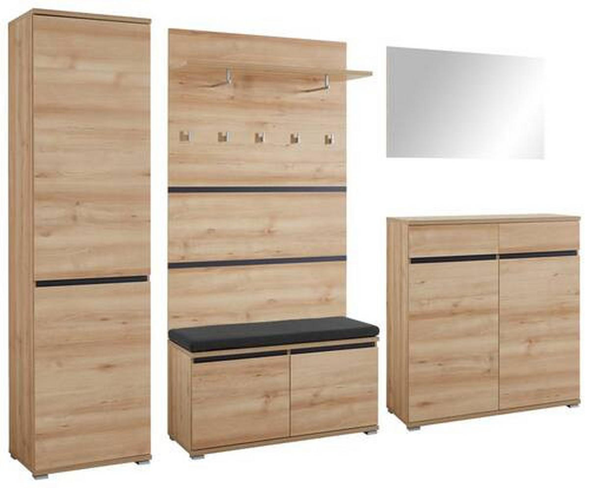GARDEROBE 6-teilig  in 276/200/40 cm  - Anthrazit/Buchefarben, Design, Holzwerkstoff/Textil (276/200/40cm) - Carryhome