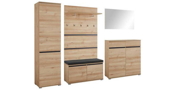 GARDEROBE 6-teilig in 276/200/40 cm - Anthrazit/Buchefarben, Design, Holzwerkstoff/Textil (276/200/40cm) - Carryhome