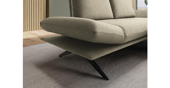 ECKSOFA  in Flachgewebe Beige Rücken echt, Armteilverstellung, Drehsitzfunktion  234/155 cm  - Beige/Schwarz, Design, Textil/Metall (234/155cm) - Dieter Knoll