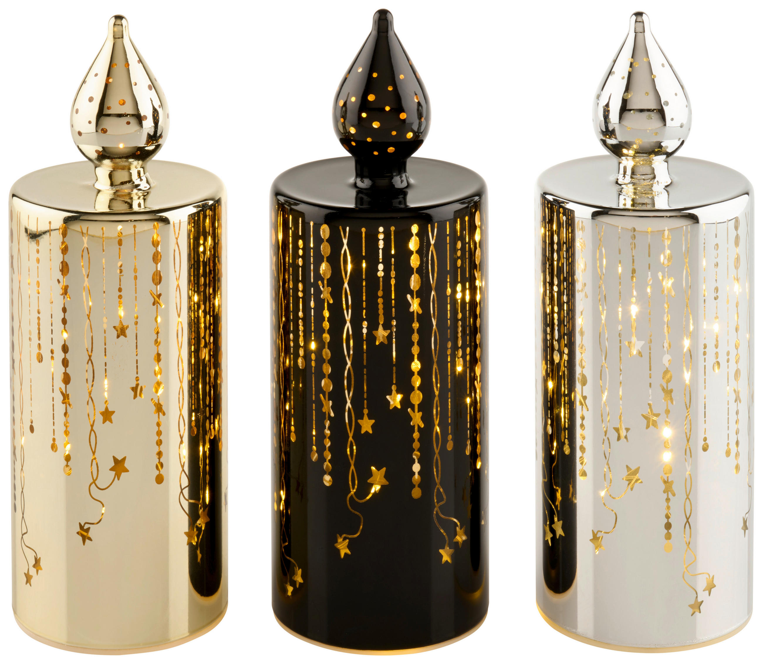 LED GYERTYA 7,5/21 cm  - fekete/aranyszínű, Lifestyle, műanyag/Üveg (7,5/21cm) - X-Mas