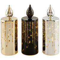 LED GYERTYA 7,5/21 cm  - fekete/aranyszínű, Lifestyle, műanyag/Üveg (7,5/21cm) - X-Mas