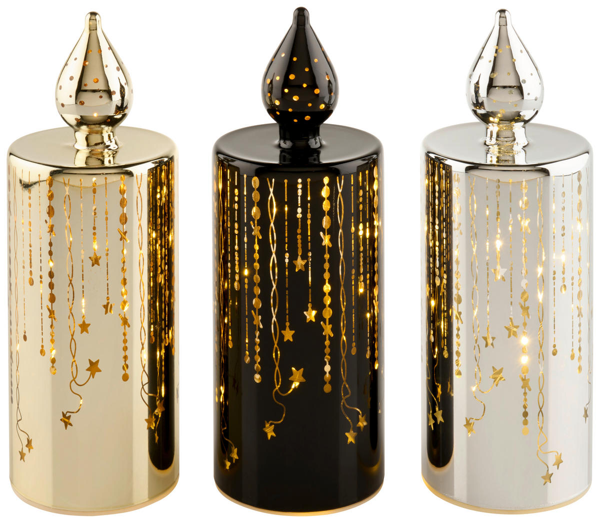 LED GYERTYA 7,5/21 cm  - fekete/aranyszínű, Lifestyle, műanyag/Üveg (7,5/21cm) - X-Mas