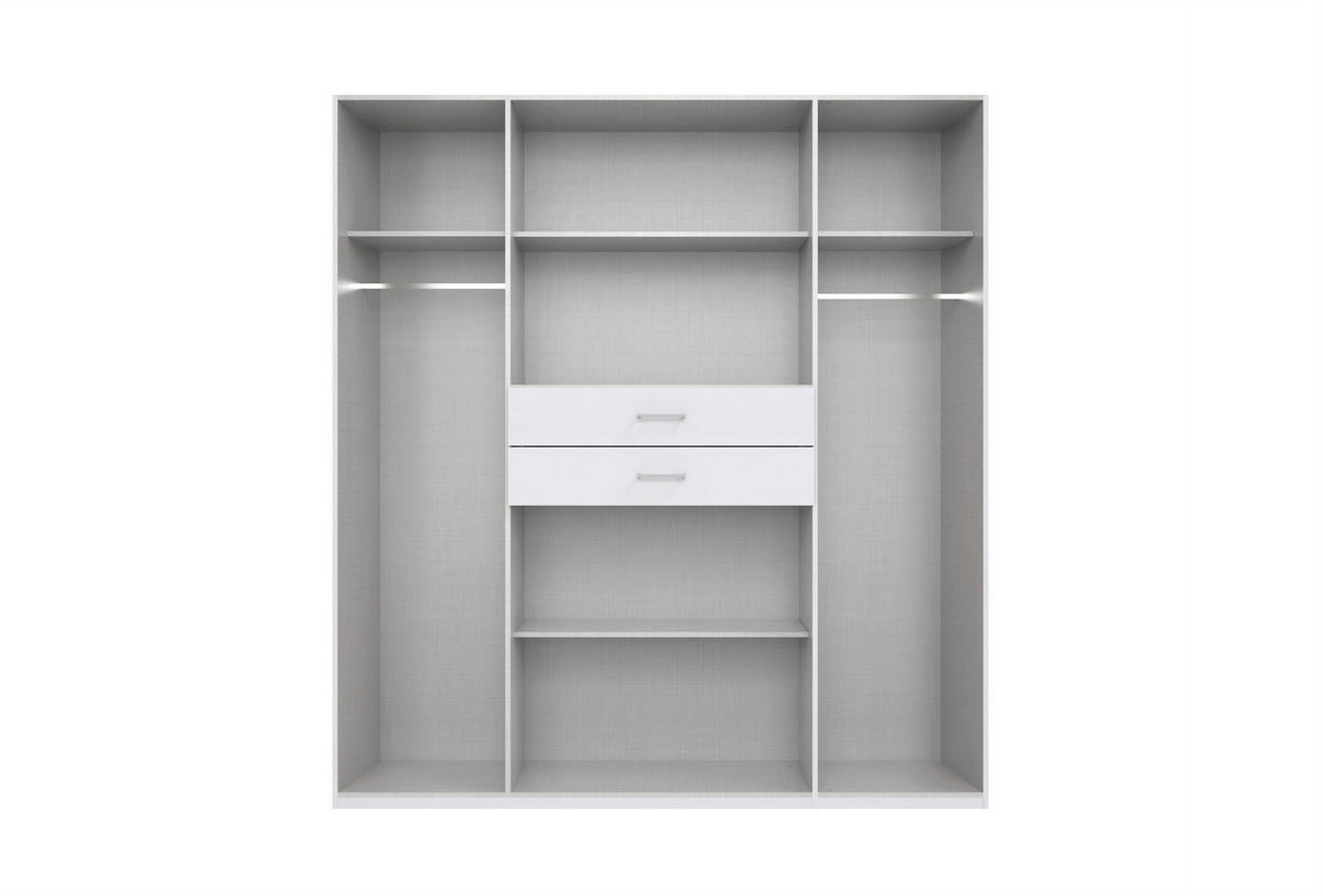 KLEIDERSCHRANK Weiss  - Weiss/Schwarz, Modern, Glas/Holz (180/208/85cm) - P & B