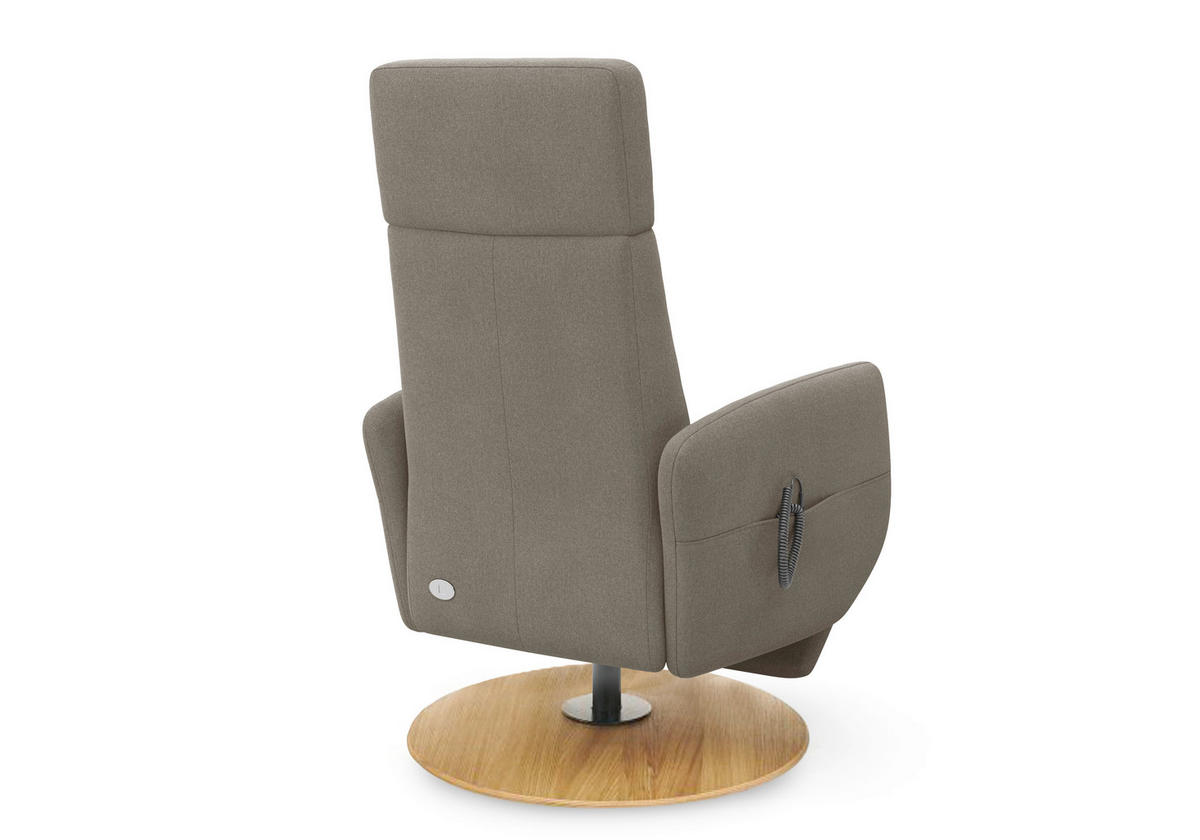 RELAXSESSEL Flachgewebe Aufstehhilfe    - Schlammfarben/Eichefarben, KONVENTIONELL, Holz/Textil (71/110/82cm) - Sit & More