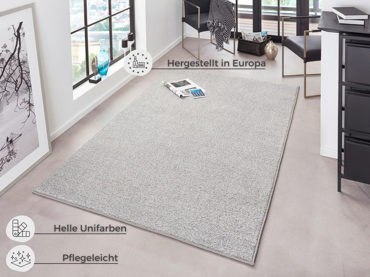 WEBTEPPICH 200/300 cm Pure Hellgrau  - Hellgrau, Basics, Kunststoff (200/300cm)