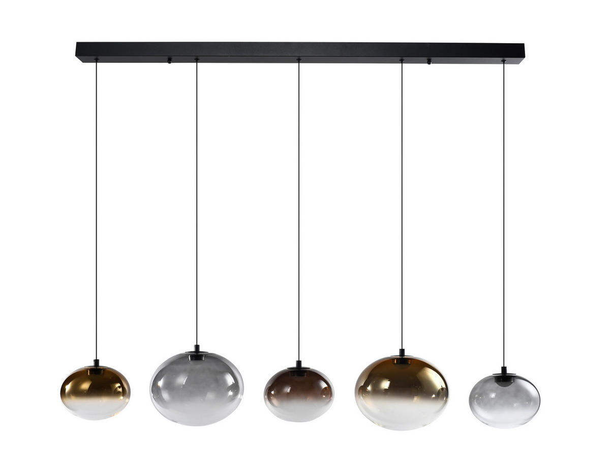 LED-HÄNGELEUCHTE Pesaro 128/170/20 cm  - Schwarz, Design, Glas/Metall (128/170/20cm)