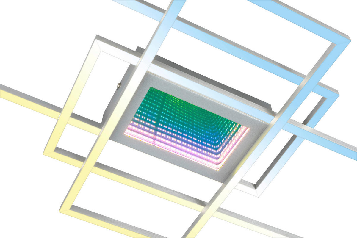 LED-DECKENLEUCHTE Misy 111/42/6,5 cm  - Chromfarben/Alufarben, Design, Kunststoff/Metall (111/42/6,5cm)