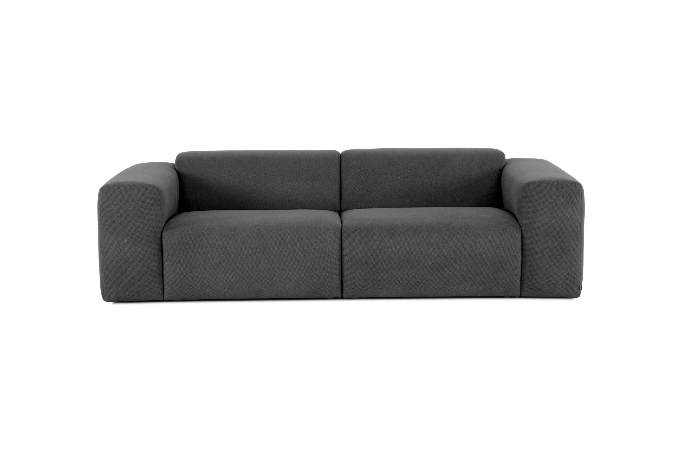 3-SITZER-SOFA Struktur Anthrazit  - Anthrazit/Schwarz, Design, Kunststoff/Textil (266/76/116cm) - MID.YOU