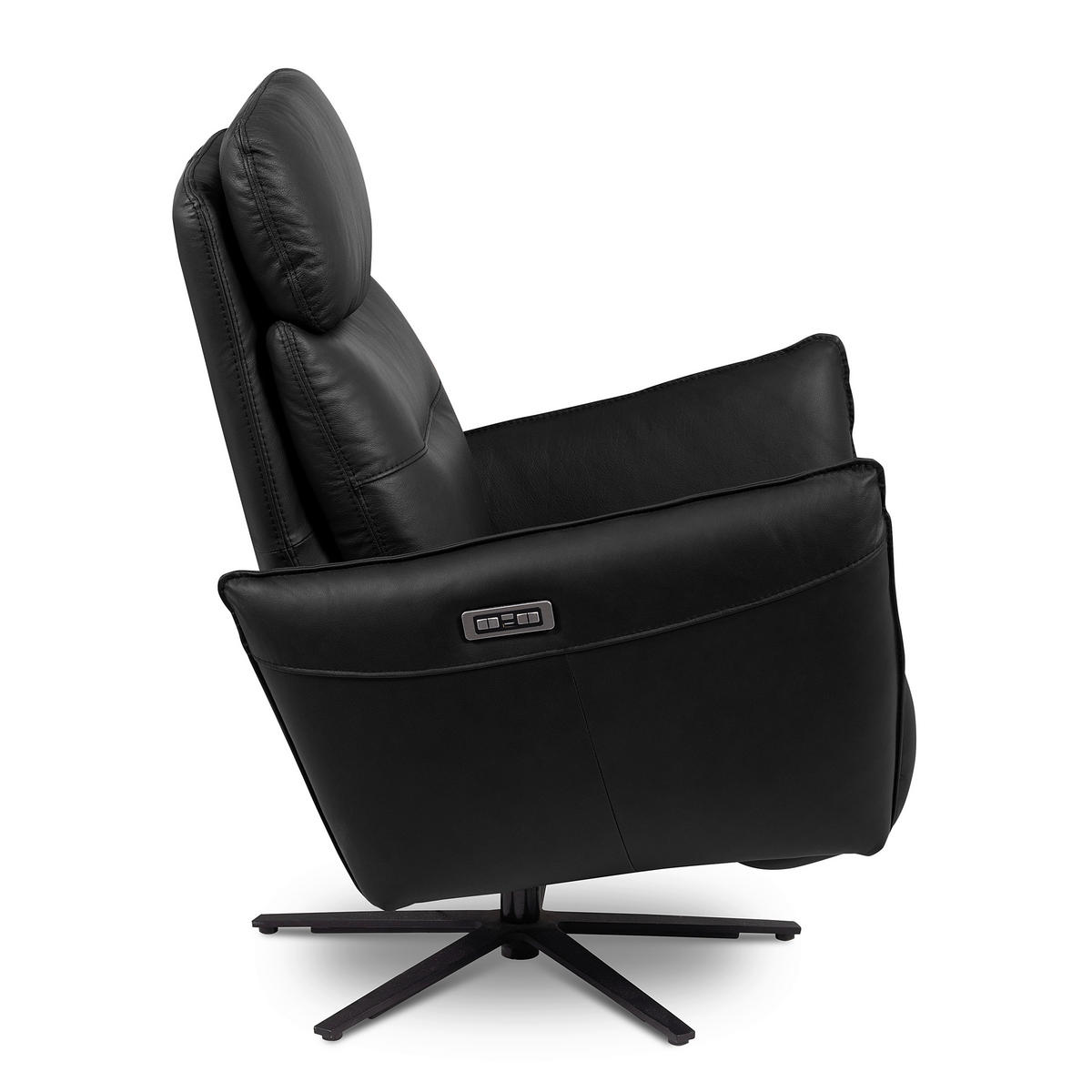 RELAXSESSEL in Leder Schwarz  - Schwarz, Design, Leder/Metall (77/107/88cm) - Livetastic
