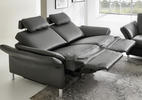 DREISITZER-SOFA Echtleder Anthrazit  - Anthrazit/Alufarben, Design, Leder/Metall (190/82/99cm) - Dieter Knoll