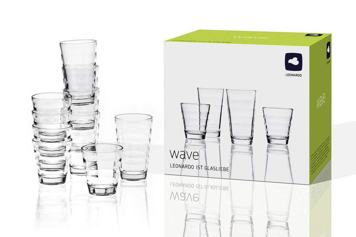 GLÄSERSET Wave  12-teilig  - Klar, Basics, Glas - Leonardo