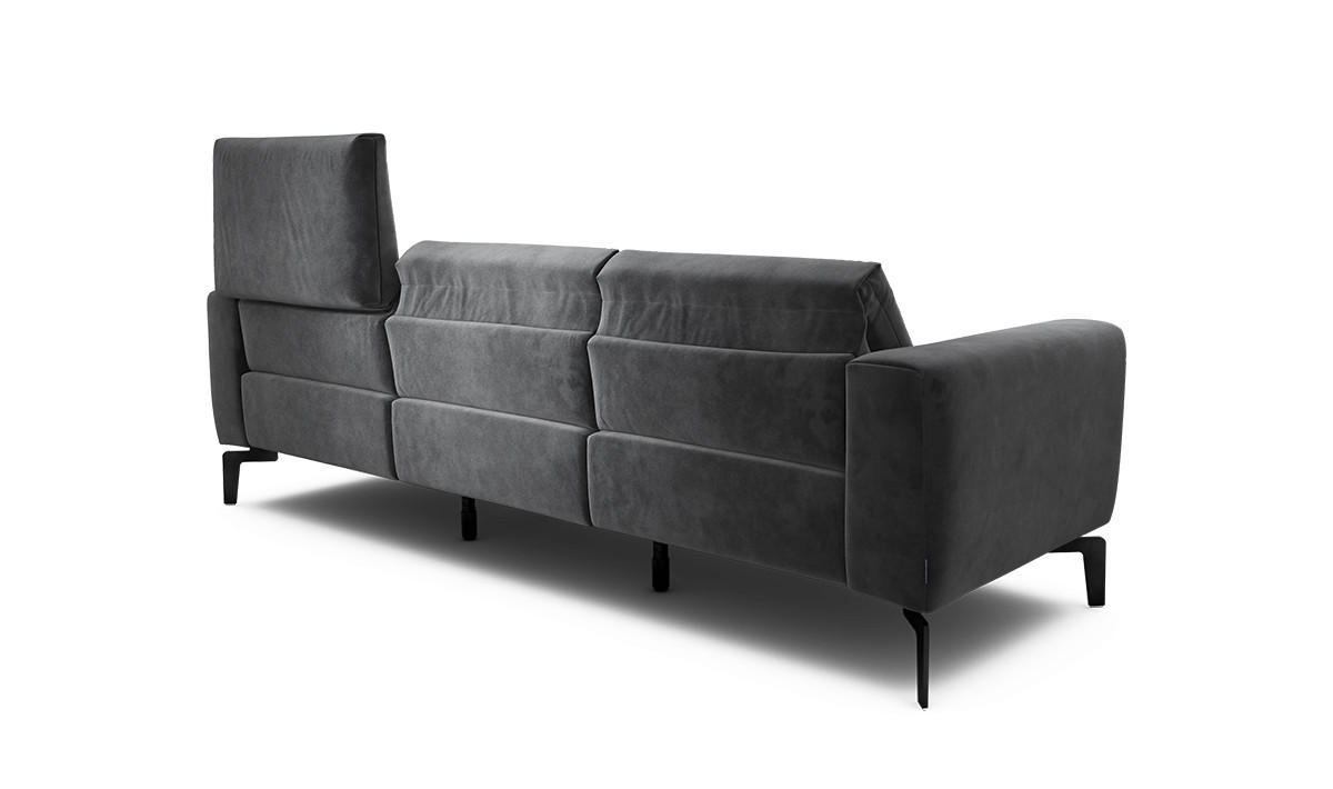 3-SITZER-SOFA Samt Anthrazit  - Anthrazit/Schwarz, Design, Textil/Metall (250/86/86-94cm) - SENSOO