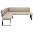 ECKBANK 160/170 cm in Naturfarben - Schwarz/Naturfarben, MODERN, Holzwerkstoff/Textil (160/170cm) - Venda