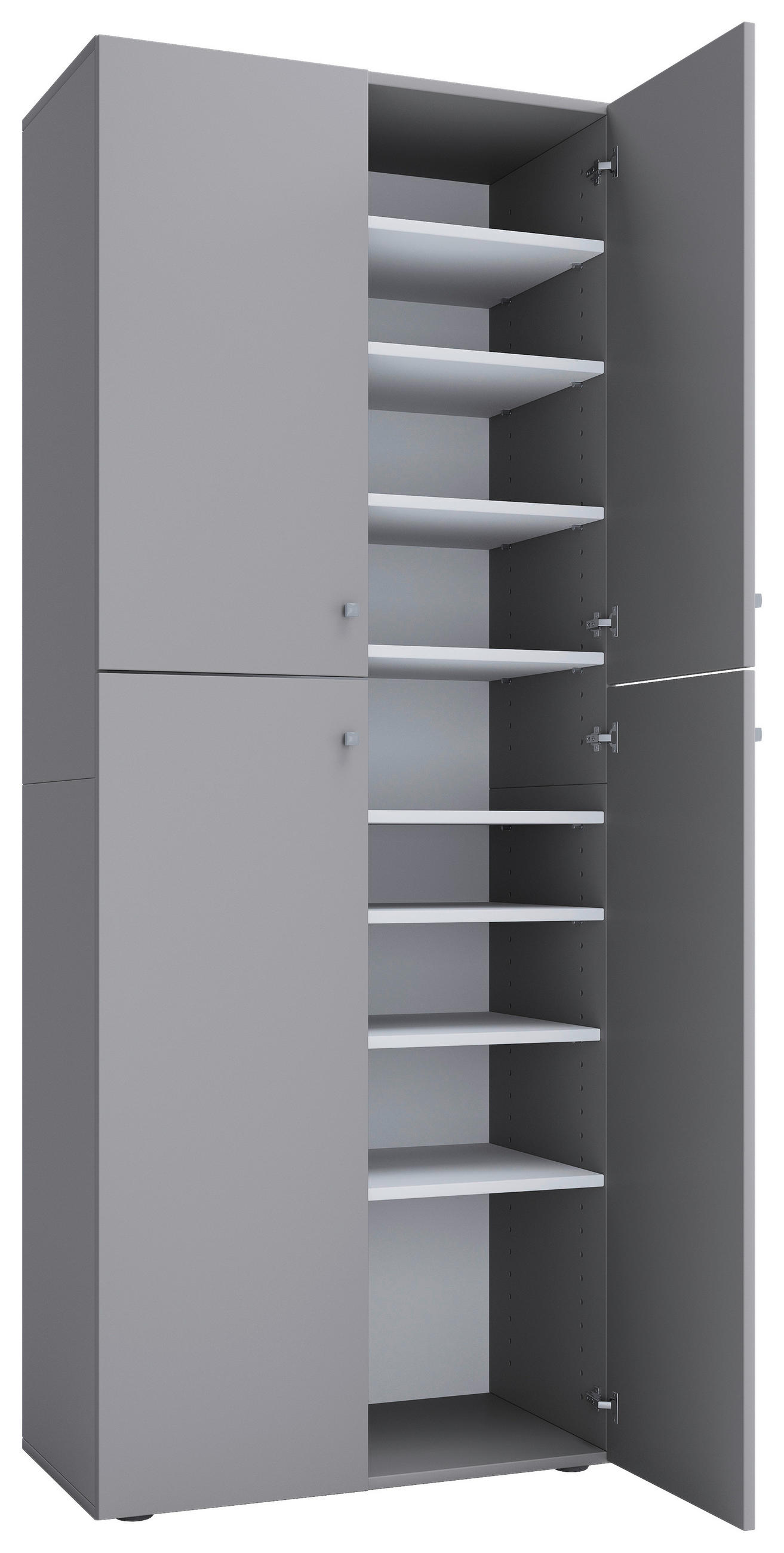 SCHUHSCHRANK in 70/182/37 cm - Silberfarben/Schwarz, Konventionell, Holzwerkstoff/Kunststoff (70/182/37cm) - MID.YOU