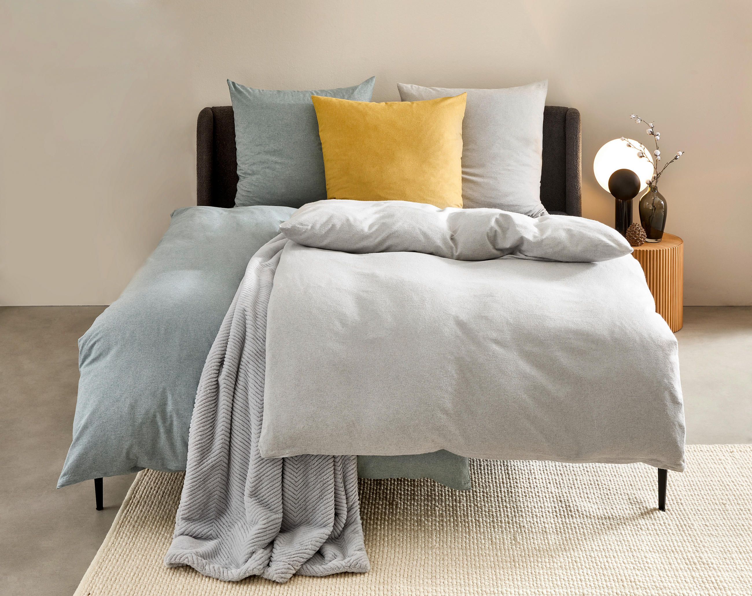 BETTWÄSCHE Flanell 200/200 cm  - Hellgrau, Basics, Textil (200/200cm) - Novel