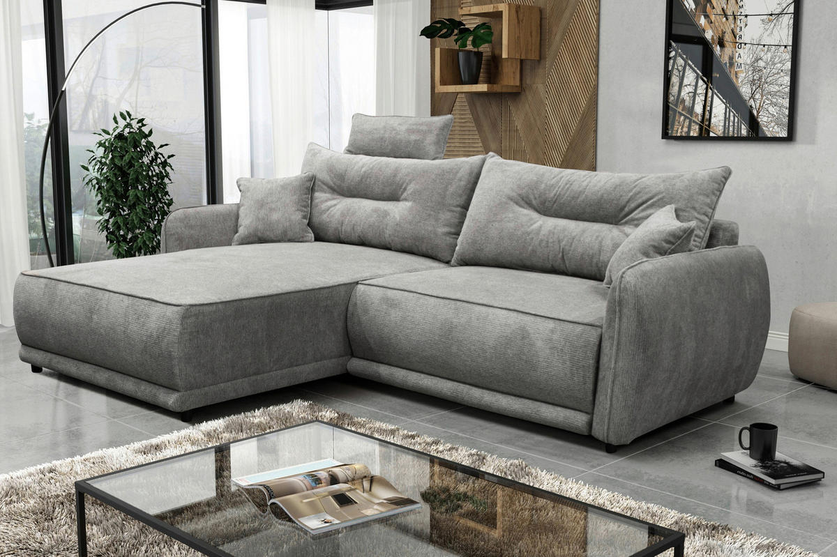 ECKSOFA in Struktur Grau  195/264 cm  - Beige/Schwarz, Design, Kunststoff/Textil (195/264cm) - MID.YOU
