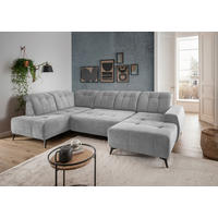 WOHNLANDSCHAFT SANO in Chenille Silberfarben  - Silberfarben/Schwarz, MODERN, Textil/Metall (200/337/180cm) - Livetastic