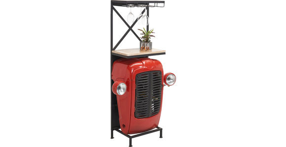 BAR in Naturfarben, Rot, Schwarz - Rot/Schwarz, Trend, Holz/Metall (52/36/153cm) - Ambia Home