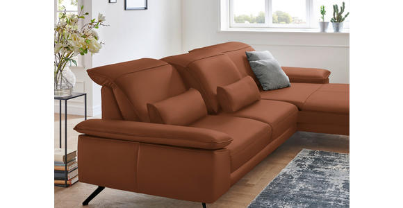 ECKSOFA in Echtleder Cognac  - Cognac/Schwarz, Design, Leder/Metall (328/193cm) - Dieter Knoll