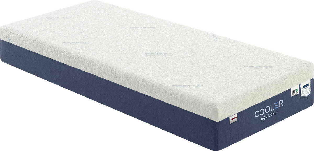 TASCHENFEDERKERNMATRATZE 90/200 cm, Höhe ca.: 27 cm, H4 = sehr fest, 7-Zonen - Weiß/Dunkelblau, Textil (90/200cm) - Boxxx