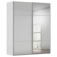 SCHWEBETÜRENSCHRANK 181/223/68 cm 2-türig Grau  - Alufarben/Grau, KONVENTIONELL, Glas/Holzwerkstoff (181/223/68cm) - Novel