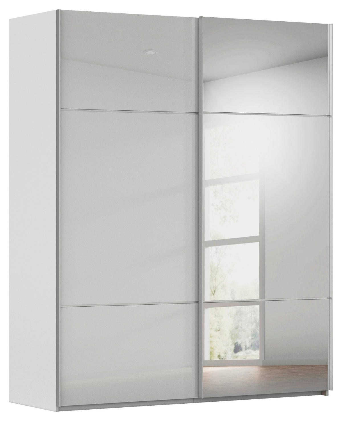 SCHWEBETÜRENSCHRANK 181/223/68 cm 2-türig Grau  - Alufarben/Grau, KONVENTIONELL, Glas/Holzwerkstoff (181/223/68cm) - Novel