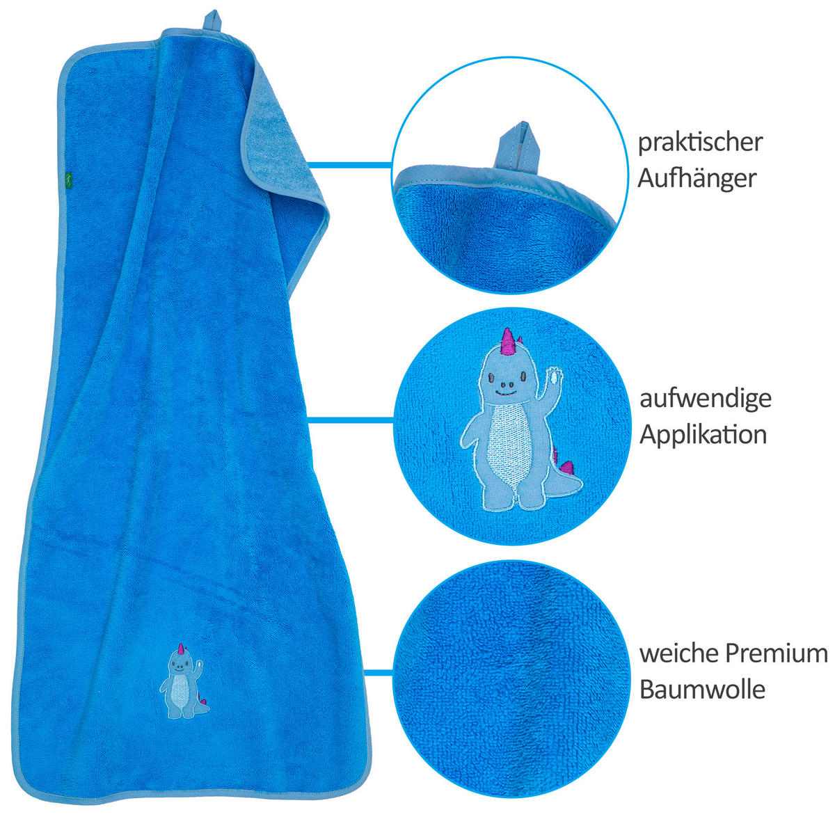 HANDTUCH 50/100 cm DINO Blau  - Blau, Basics, Textil (50/100cm)