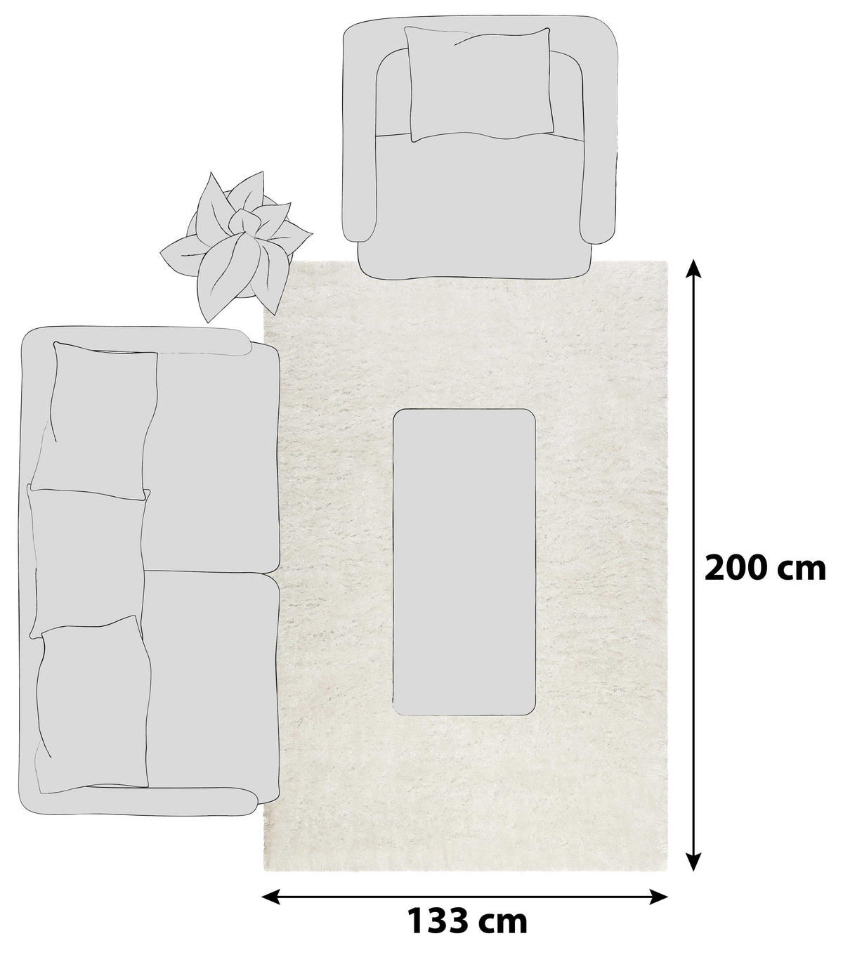 HOCHFLORTEPPICH 133/200 cm Shiny Touch Weiß  - Weiß, KONVENTIONELL, Textil (133/200cm) - Novel