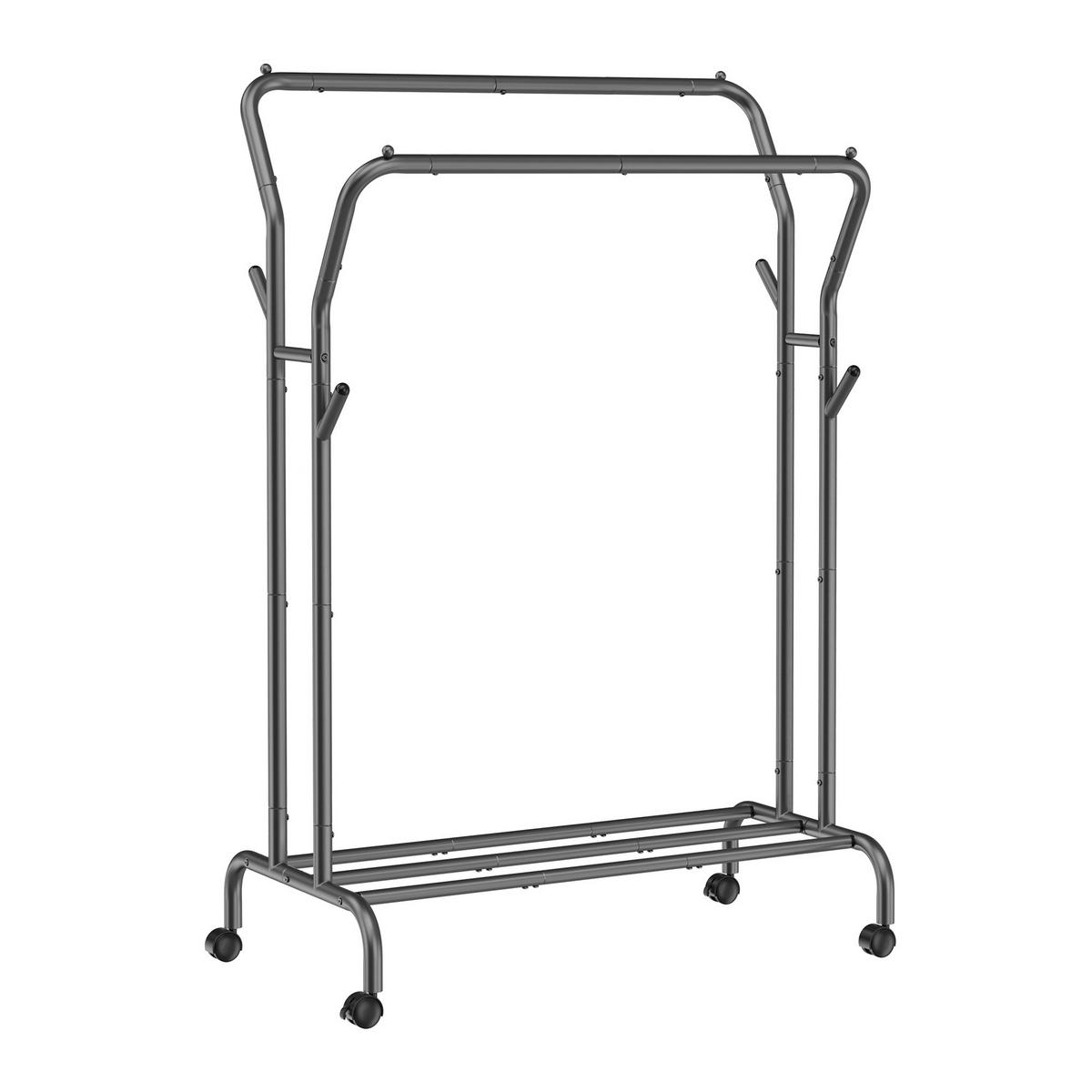 POJAZDNÝ STOJAN NA ODEVY - čierna, Basics, kov/plast (103,5/155/52,5cm)