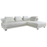 ECKSOFA Weiß Echtleder  - Chromfarben/Weiß, Natur, Leder/Metall (297/214cm) - Valdera