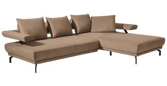 ECKSOFA in Mikrofaser Beige  - Beige/Schwarz, Design, Textil/Metall (305/224cm) - Dieter Knoll