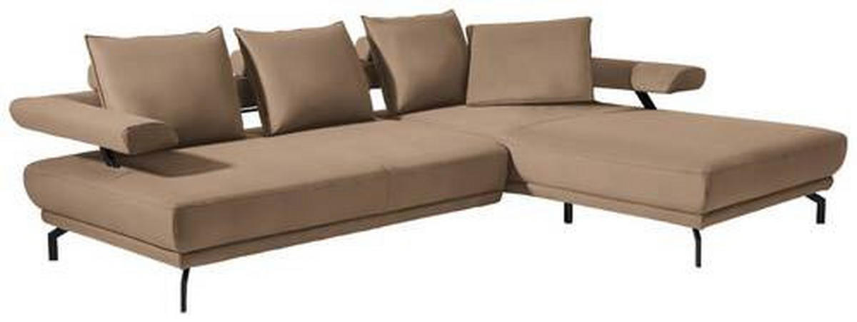 ECKSOFA in Mikrofaser Beige  305/224 cm  - Beige/Schwarz, Design, Textil/Metall (305/224cm) - Dieter Knoll
