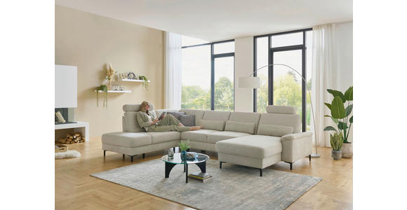 WOHNLANDSCHAFT Dieter Knoll Greige Chenille  - Greige/Schwarz, Design, Textil/Metall (235/349/175cm) - Dieter Knoll