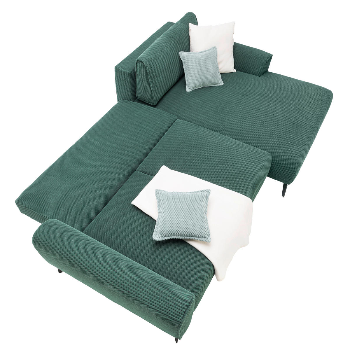 ECKSOFA in Webstoff Grün  - Schwarz/Grün, Design, Textil/Metall (272/170cm) - Welnova