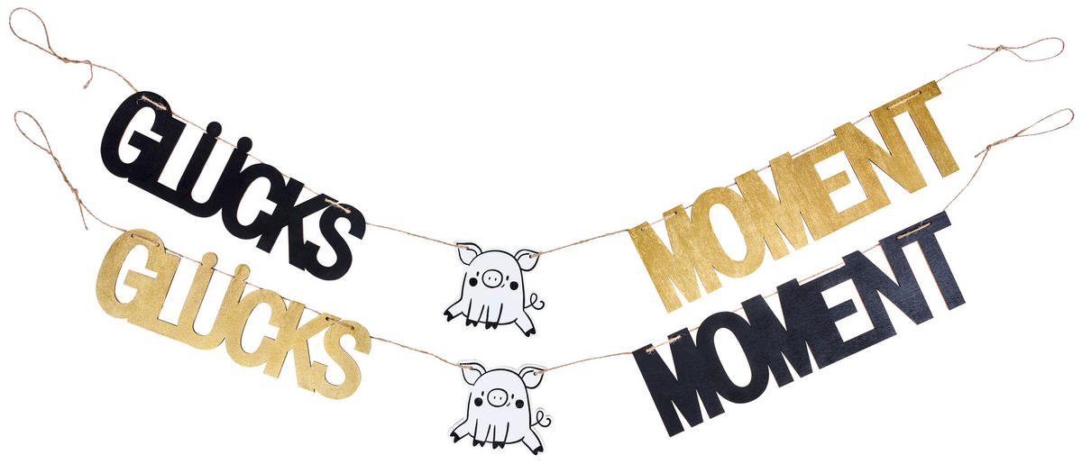 GIRLANDE  - Goldfarben/Schwarz, KONVENTIONELL, Holz (120/9/0,5cm)