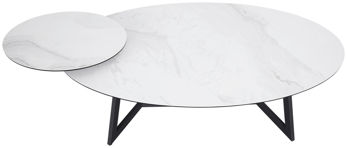 COUCHTISCH ESG 130/70/48 cm oval Anthrazit, Weiß  - Anthrazit/Weiß, Design, Glas/Keramik (130/70/48cm) - Dieter Knoll