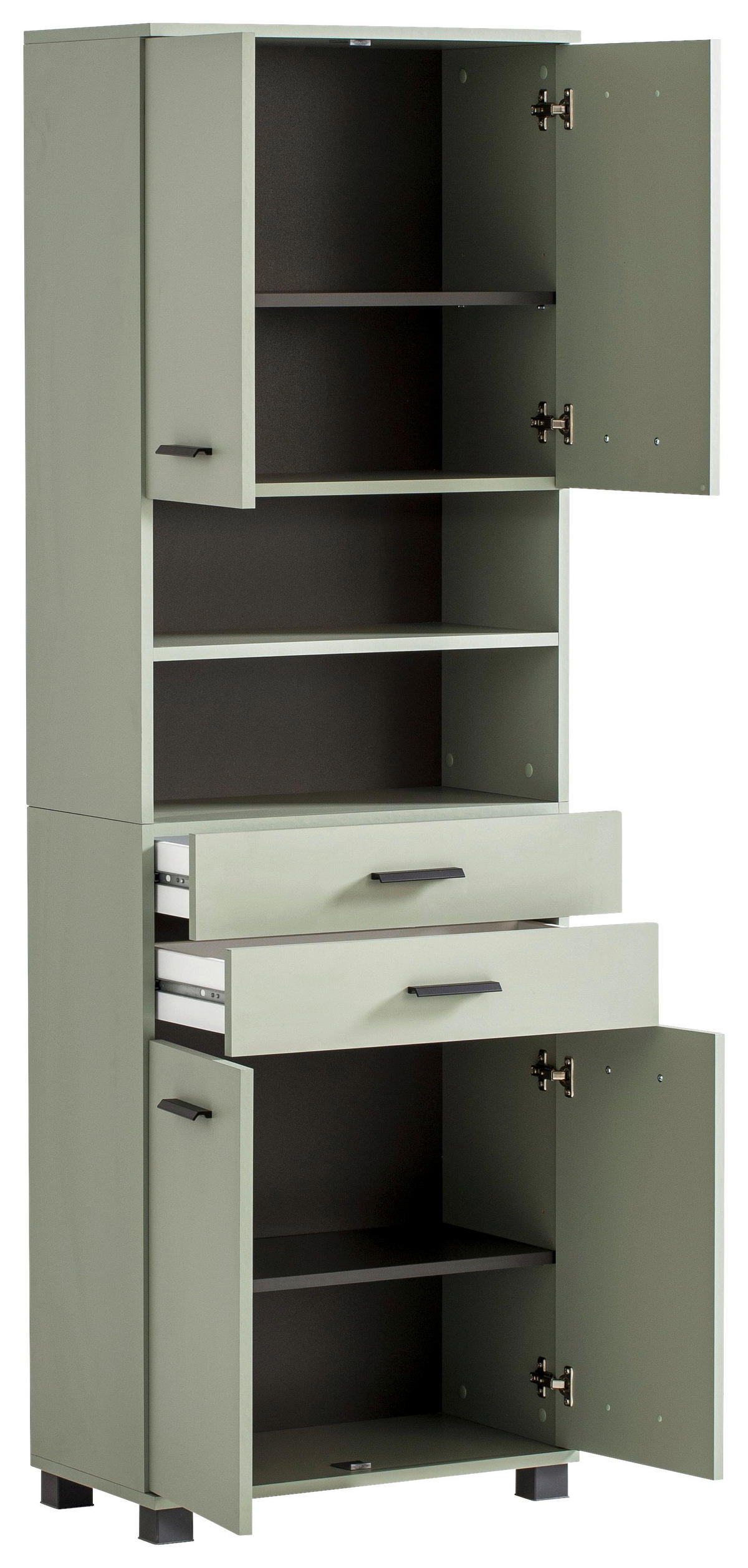 HOCHSCHRANK 60/181/33 cm  - Pastellgrün/Schwarz, KONVENTIONELL, Holzwerkstoff/Kunststoff (60/181/33cm) - Stylife
