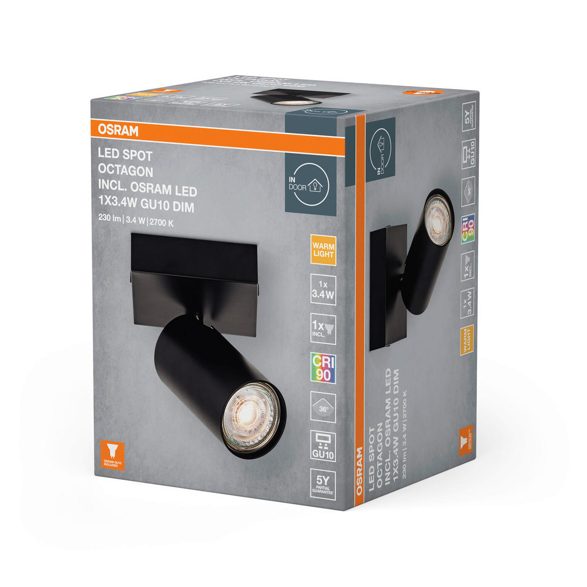 LED-STRAHLER 9/8,25/10,5 cm   - Schwarz, Basics, Metall (9/8,25/10,5cm) - Osram