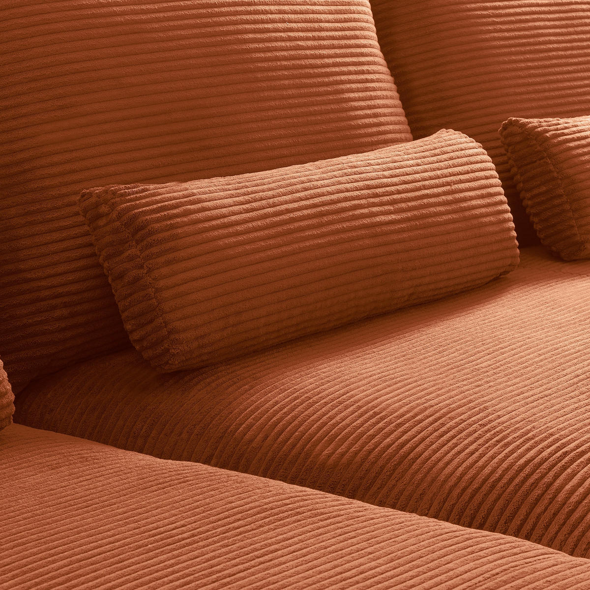 ECKSOFA Kupferfarben Cord Nierenkissen, Rückenkissen  - Schwarz/Kupferfarben, Design, Textil/Metall (172/313cm) - P & B