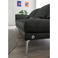 RÉCAMIERE in Echtleder Dunkelgrau  - Chromfarben/Dunkelgrau, Design, Leder/Metall (209/85-109/95-16cm) - Dieter Knoll