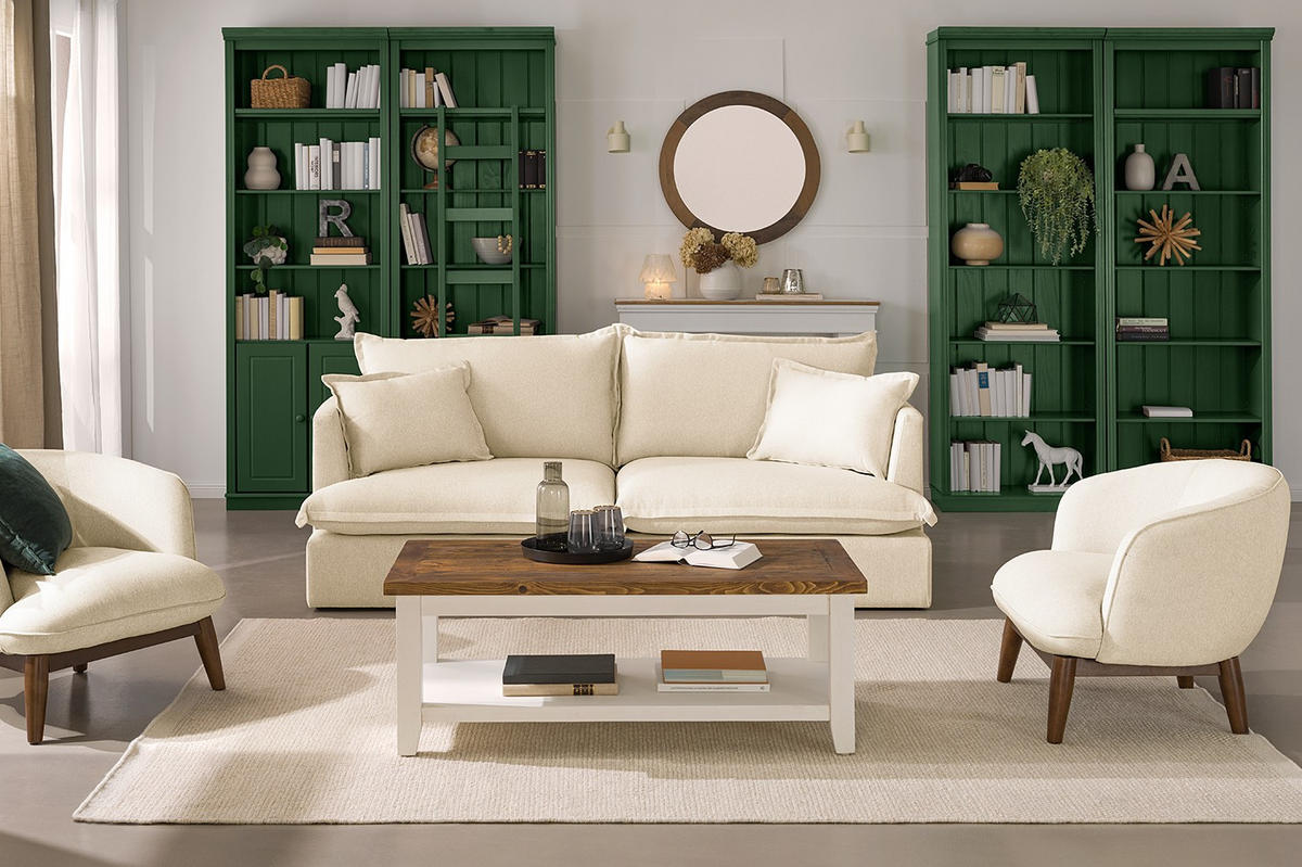 BÜCHERWAND Kiefer massiv Grün  - Grün, Design, Holz (74/223/37cm) - Livetastic