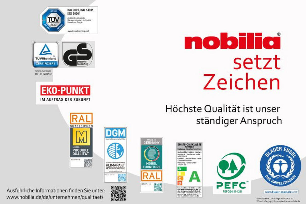 KÜCHENLEERBLOCK 180 cm   in Schieferfarben, Hellgrau  - Schieferfarben/Edelstahlfarben, MODERN, Holzwerkstoff/Metall (180cm) - Nobilia